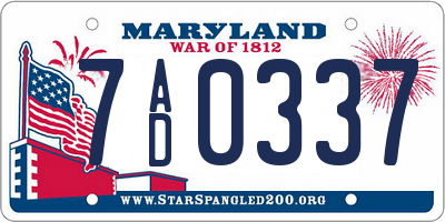 MD license plate 7AD0337