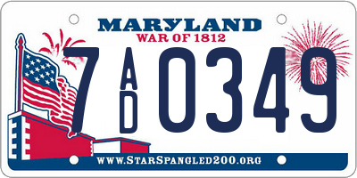 MD license plate 7AD0349