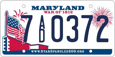 MD license plate 7AD0372