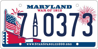 MD license plate 7AD0373