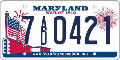 MD license plate 7AD0421