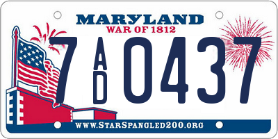 MD license plate 7AD0437