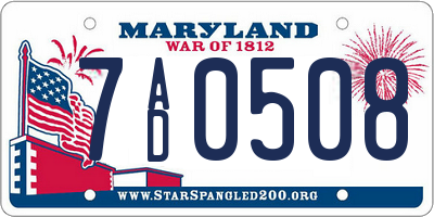 MD license plate 7AD0508