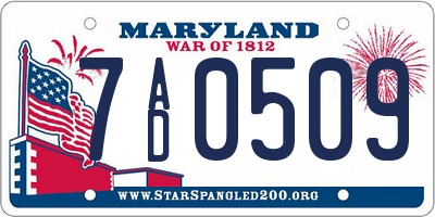 MD license plate 7AD0509