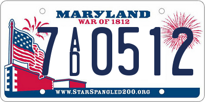 MD license plate 7AD0512