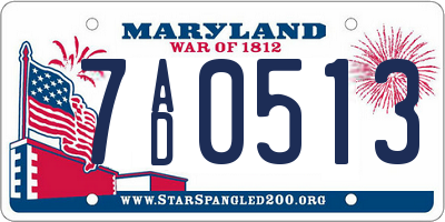 MD license plate 7AD0513