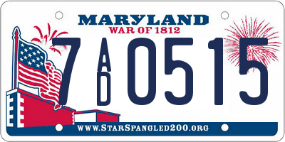 MD license plate 7AD0515