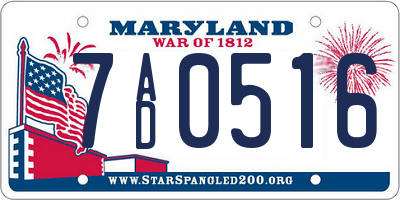 MD license plate 7AD0516