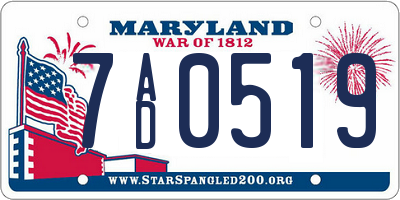MD license plate 7AD0519