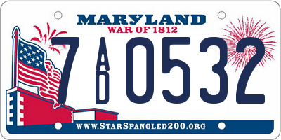 MD license plate 7AD0532