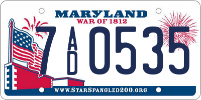 MD license plate 7AD0535