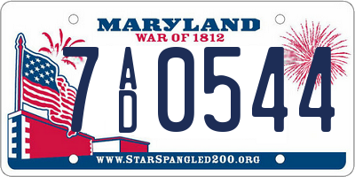 MD license plate 7AD0544