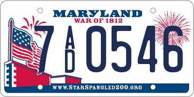 MD license plate 7AD0546