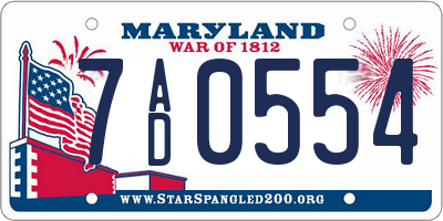 MD license plate 7AD0554