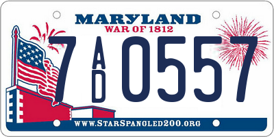 MD license plate 7AD0557