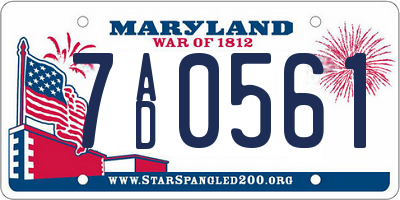 MD license plate 7AD0561