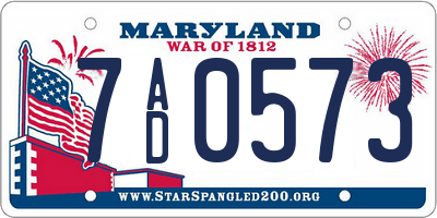 MD license plate 7AD0573