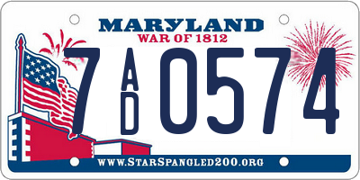 MD license plate 7AD0574