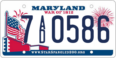 MD license plate 7AD0586