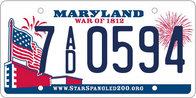 MD license plate 7AD0594