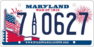 MD license plate 7AD0627