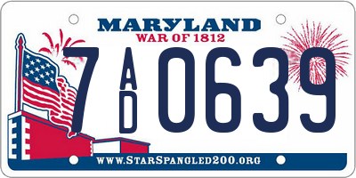 MD license plate 7AD0639
