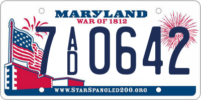 MD license plate 7AD0642