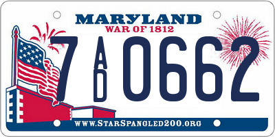 MD license plate 7AD0662