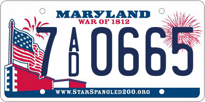 MD license plate 7AD0665