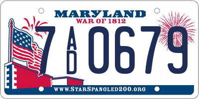 MD license plate 7AD0679