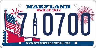 MD license plate 7AD0700