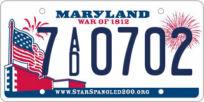 MD license plate 7AD0702
