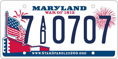 MD license plate 7AD0707