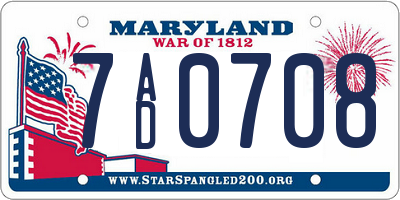 MD license plate 7AD0708