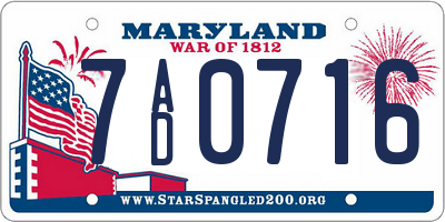 MD license plate 7AD0716