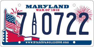 MD license plate 7AD0722