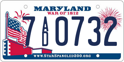 MD license plate 7AD0732