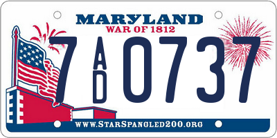 MD license plate 7AD0737