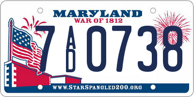 MD license plate 7AD0738