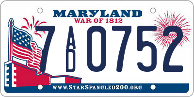 MD license plate 7AD0752