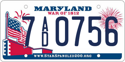 MD license plate 7AD0756