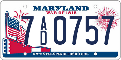 MD license plate 7AD0757