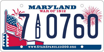 MD license plate 7AD0760