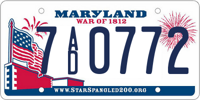 MD license plate 7AD0772