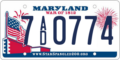 MD license plate 7AD0774