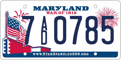 MD license plate 7AD0785