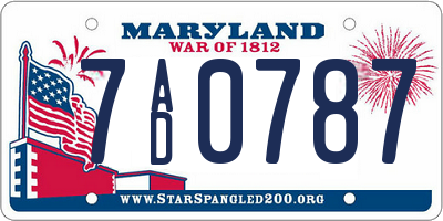 MD license plate 7AD0787