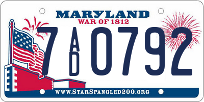 MD license plate 7AD0792
