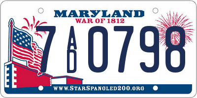 MD license plate 7AD0798
