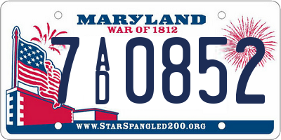 MD license plate 7AD0852